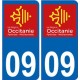 09 Ariège autocollant plaque immatriculation auto département sticker Occitanie nouveau logo