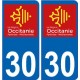 30 Gard autocollant plaque immatriculation auto département sticker Occitanie nouveau logo