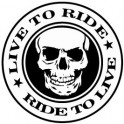 Autocollant tête de mort rond live to ride 8-7 sticker