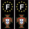 autocollant plaque immatriculation Portugal FPF F avec le F europe noir 2