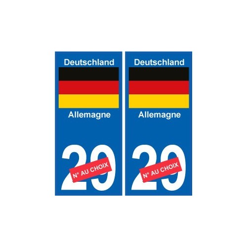 Allemagne Deutschland sticker numéro département au choix autocollant plaque immatriculation auto