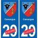 Autocollant plaque auto blason Camargue numéro département au choix