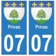 07 Privas ville autocollant plaque