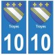 10 Troyes ville autocollant plaque