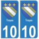 10 Troyes ville autocollant plaque