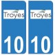 10 Troyes ville autocollant plaque