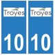 10 Troyes ville autocollant plaque