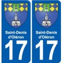 17 de Saint-Denis-d-Oléron escudo de armas de la ciudad de etiqueta, placa de la etiqueta engomada