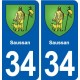 34 Florensac blason ville autocollant plaque stickers