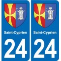 24 Saint-Cyprien blason autocollant plaque stickers département