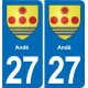 27 Léry blason autocollant plaque stickers ville