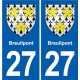 27 Léry blason autocollant plaque stickers ville