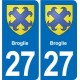 27 Léry blason autocollant plaque stickers ville