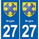 27 Léry blason autocollant plaque stickers ville