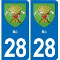 28 Bû blason autocollant plaque stickers ville