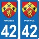 42 Villerest blason ville autocollant plaque stickers