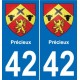 42 Villerest blason ville autocollant plaque stickers