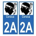 2A Corse Corsica-aufkleber-plakette-kennzeichen-auto-sticker-abteilung