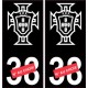 autocollant plaque immatriculation Portugal FPF sticker noir 6-8