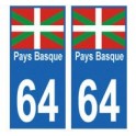 64 Pays Basque autocollant plaque auto voiture sticker immatriculation
