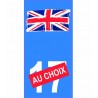 Drapeau Angleterre Numéro au choix moto autocollant plaque