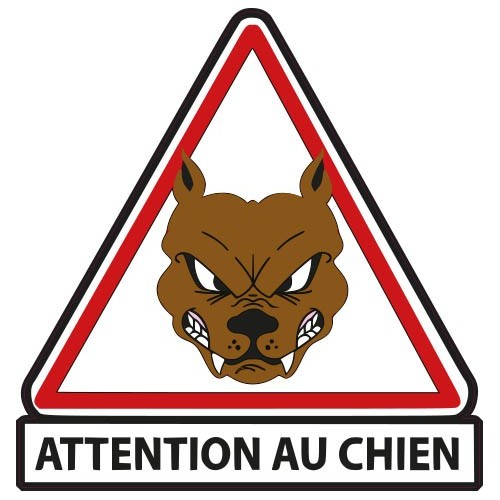 Attention au chien autocollant sticker adhesif