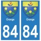 84 Orange blason ville autocollant plaque