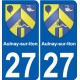 27 Léry blason autocollant plaque stickers ville