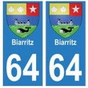 64 Biarritz placa etiqueta de registro de la ciudad