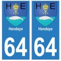 64 Hendaye adesivo piastra di registrazione city