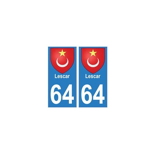 64 Lescar autocollant plaque immatriculation ville