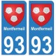 93 Montfermeil blason autocollant plaque stickers ville