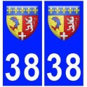 38 isere coat of arms sticker plate