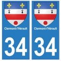 34 Clermont-l'Hérault blason autocollant plaque immatriculation ville