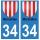 34 Marseillan blason autocollant plaque immatriculation ville