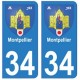 34 Montpellier blason autocollant plaque immatriculation ville