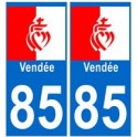 85 heart Vendée sticker plate