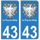 43 Puy-en-Velay blason autocollant plaque immatriculation ville