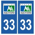 33 Gironde autocollant plaque sticker aquitaine département immatriculation auto