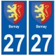 27 Bernay blason autocollant plaque stickers ville