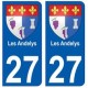 27 Les Andelys blason autocollant plaque stickers ville