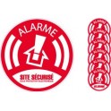 Autocollant alarme système électronique logo 771-2 imitation INOX lot de 12  stic