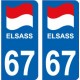 67 EL Elsass Alsace drapeau logo 363 sticker autocollant plaque immatriculation auto