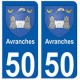 50 Avranches blason autocollant plaque stickers ville