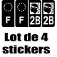 4 Autocollants Stickers Auto Plaque d'immatriculation 2B Black Edition Corse