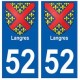 52 Langres blason autocollant plaque stickers ville