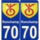 70 Ronchamp blason autocollant plaque stickers ville