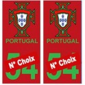 Portugal FPF équipe fond rouge numéro choix autocollant plaque