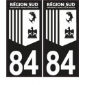 2 Stickers autocollants plaque immatriculation 84 Région Sud - LT  Carbone-Style