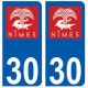 30 Nîmes logo ville autocollant plaque stickers